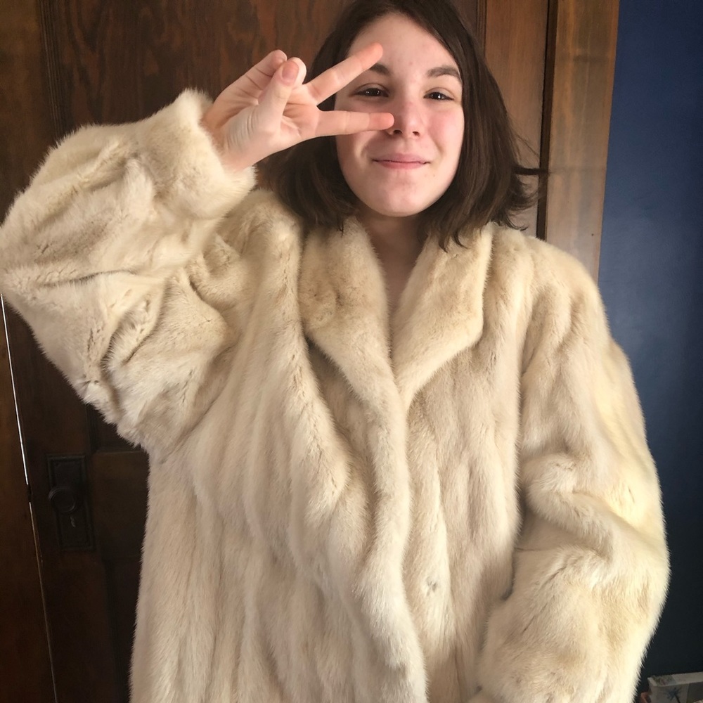 Blond mink fully lined swing jacket